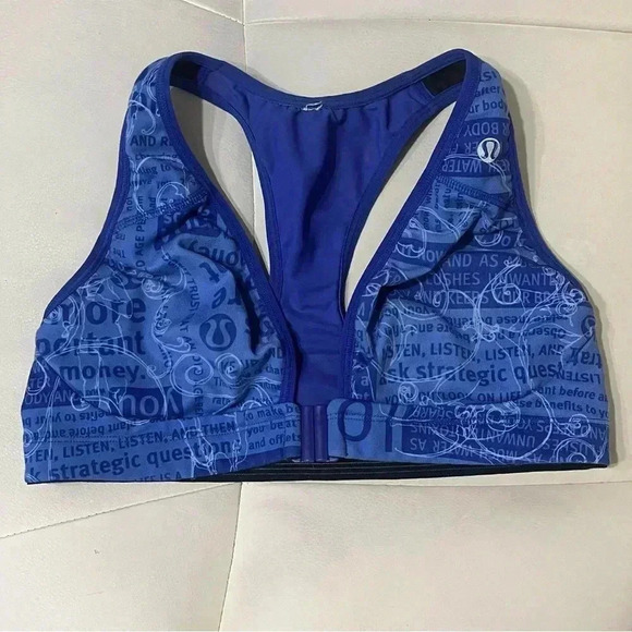 Lululemon Front Close Blue Sports Bra Top | Teal Gym | Logo Design | Size 4 XS - Picture 1 of 4